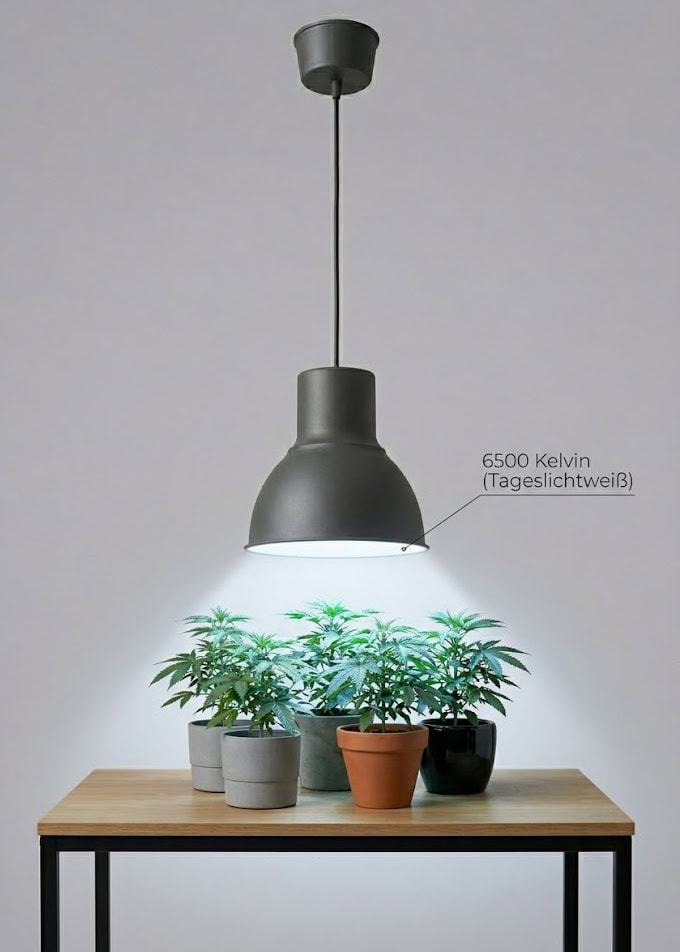 Moderne Wachstumsleuchte Pluto mit integrierter Tageslichtlampe