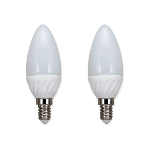Wohnraum-Tageslichtlampen im 2er-Set mit E14 Sockel, 4 Watt und 6500 Kelvin für optimale Beleuchtung.