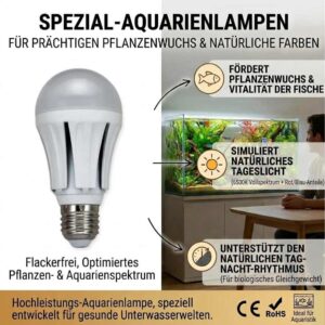 2er Set E27 LED Aquariumlampe je 15W 1320lm 6500K Tageslicht Vollspektrum flimmerfrei – Bild 2