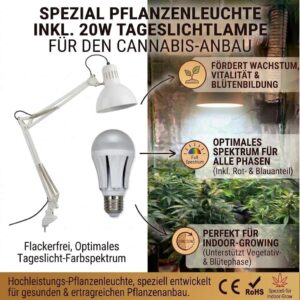 Pflanzenleuchte Canis inkl. Vollspektrum LED Tageslichtlampe 20 W 1930 lm 6500 K flimmerfrei – Bild 2