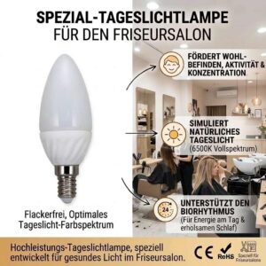 LED Friseur Vollspektrum Tageslichtlampe E27 Farbtreu 4 W 300 lm 6500 K flimmerfrei – Bild 2
