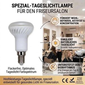 LED Friseur Vollspektrum Tageslichtlampe E14 Farbtreu 5 W 450 lm 6500 K flimmerfrei – Bild 2