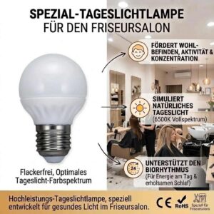 LED Friseur Vollspektrum Tageslichtlampe E27 Farbtreu 5 W 450 lm 6500 K flimmerfrei – Bild 2