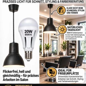 LED Friseurleuchte Set Uranus flimmerfrei mit Vollspektrum Tageslichtlampe 20 W 1930 lm 6500 K – Bild 2
