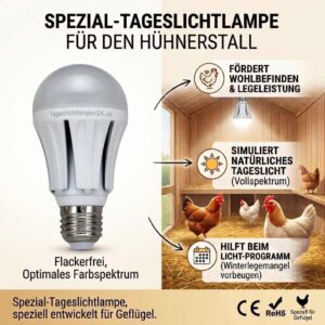 Vollspektrum Tageslichtlampe für Hühnerstall flimmerfrei E27 20 W 1930 lm 6500 K – Bild 2