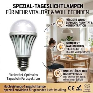 Vollspektrum LED Tageslichtlampe E27 10 W 1000 lm 6500 K Flimmerfrei für Mensch Tier und Pflanze – Bild 2