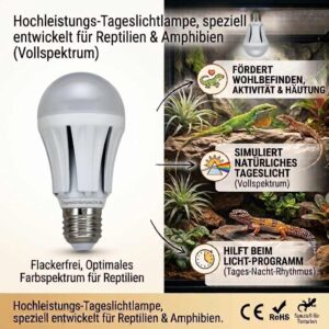 E27 LED Terrarienlampe 15W 1320lm 6500K Tageslicht Vollspektrum flimmerfrei – Bild 2