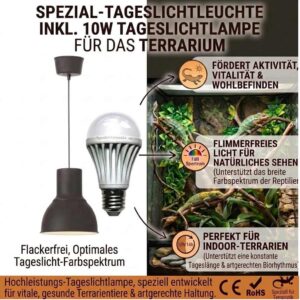 Terrarienleuchte Uranus inkl. Vollspektrum LED Tageslichtlampe 10 W 1000 lm 6500 K flimmerfrei – Bild 2