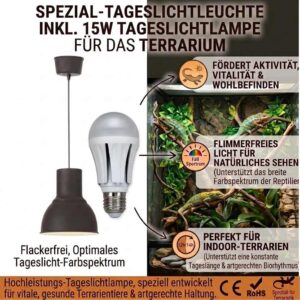 Terrarienleuchte Uranus inkl. Vollspektrum LED Tageslichtlampe 15 W 1320 lm 6500 K flimmerfrei – Bild 2