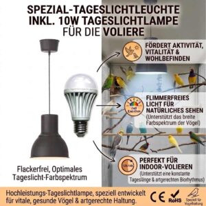 Volierenleuchte Uranus inkl. Vollspektrum LED Tageslichtlampe 10 W 1000 lm 6500 K flimmerfrei – Bild 2
