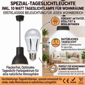 Wohnzimmerleuchte Uranus inkl. LED Vollspektrum Tageslichtlampe 20 W 1930 lm 6500 K flimmerfrei – Bild 2