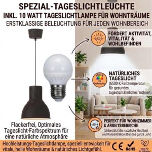 Wohnzimmerleuchte Uranus inkl. LED Vollspektrum Tageslichtlampe 5 W 450 lm 6500 K flimmerfrei – Bild 2